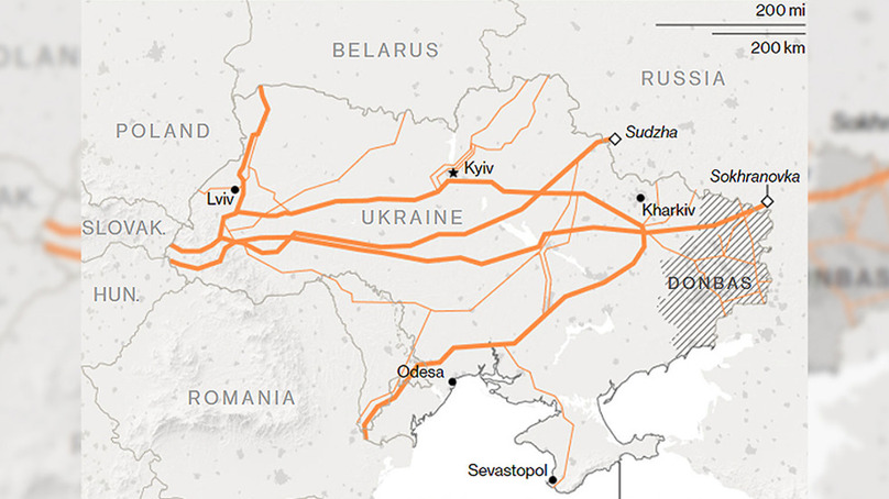 Khí đốt tự nhiên chạy qua Ukraine. (Nguồn: Viện nghiên cứu năng lượng Oxford)