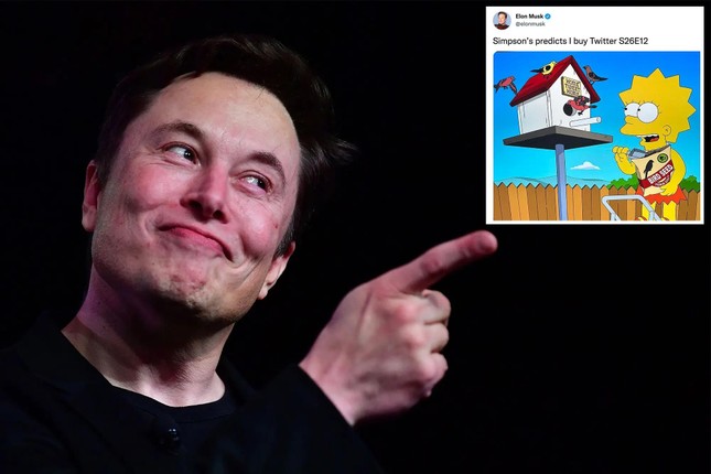 Elon Musk ghi nhận The Simpsons đoán trước được về thương vụ mua lại Twitter. (Ảnh: Twitter)