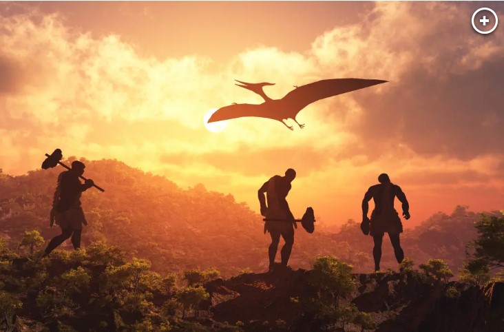 Một bài báo mới cho thấy con người sống với khủng long trong một thời gian ngắn trước khi chúng tuyệt chủng. Ảnh Getty/iStockphoto