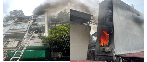Ngôi nhà nơi xảy ra vụ cháy tại ngõ Thổ Quan, quận Đống Đa khiến 3 người tử vong vào ngày 8/7.