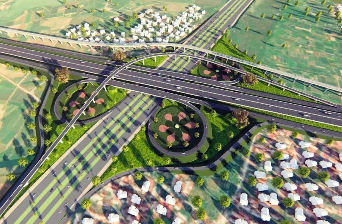Hình ảnh thiết kế cầu vượt thuộc nút giao với trục trung tâm đô thị Mê Linh, huyện Mê Linh. (Ảnh: UBND TP Hà Nội)