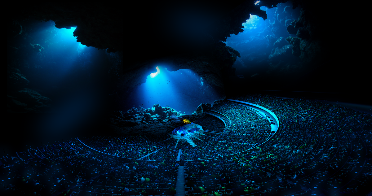 Bên trong MSG Sphere, hình ảnh dưới đáy biển được chiếu trên màn hình LED bao quanh mang lại hiệu ứng thị giác vô cùng độc đáo. (Ảnh: New York Post)