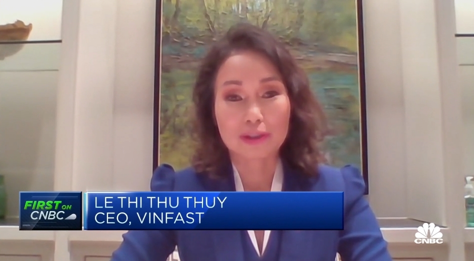 CEO Vinfast - Lê Thị Thu Thủy thừa nhận rằng có sự cạnh tranh ngày càng tăng ở thị trường Hoa Kỳ. Ảnh chụp màn hình.