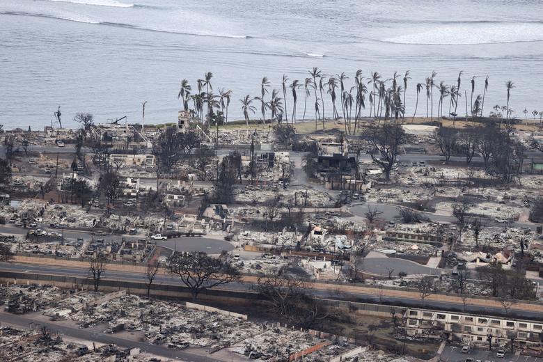 Thị trấn Lahaina (Hawaii, Mỹ) sau khi bị cháy rừng thiêu rụi. (Ảnh: REUTERS/Marco Garcia)