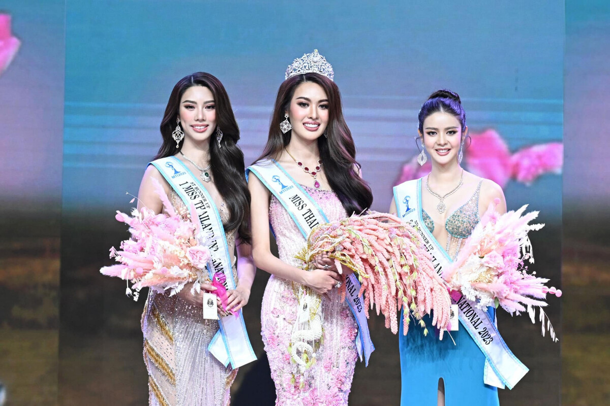 Tân Miss International Thailand 2023. Supaporn Ritthipreuk và á hậu 1 cùng á hậu 2.