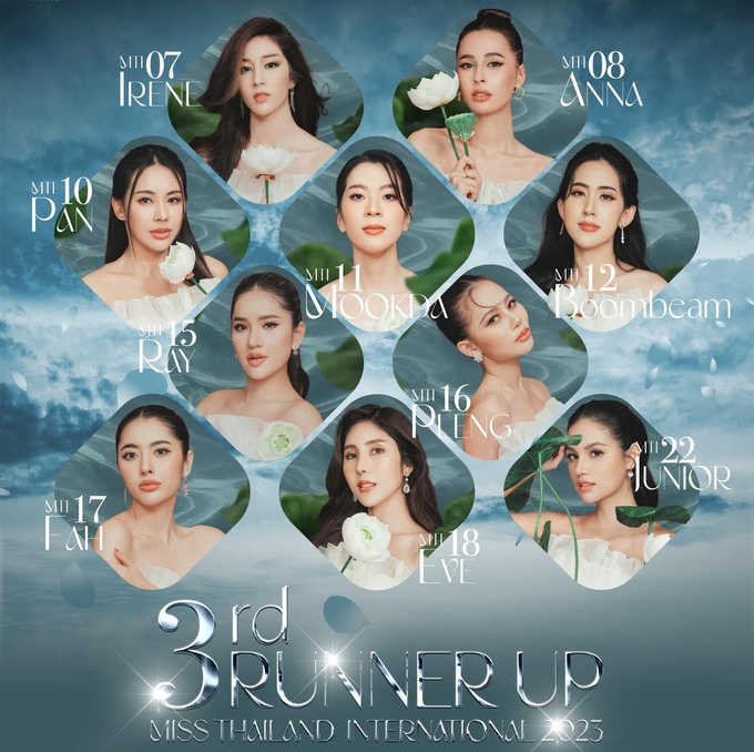 10 người đẹp được trao giải Á hậu 3 tại cuộc thi Hoa hậu Quốc tế Thái Lan 2023 (Ảnh: Missosology).