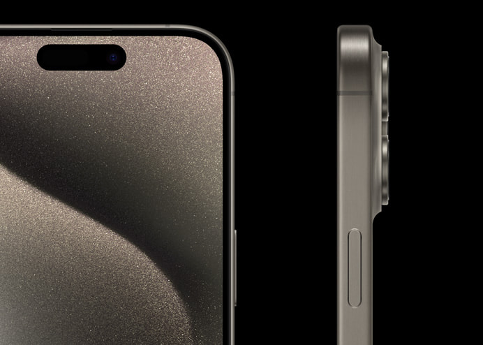 iPhone 15 Pro và iPhone 15 Pro Max sở hữu viền máy mỏng nhất từng có trên iPhone, lớp Ceramic Shield bảo vệ mặt trước và cạnh máy có viền bo tròn mới. (Ảnh: Apple)