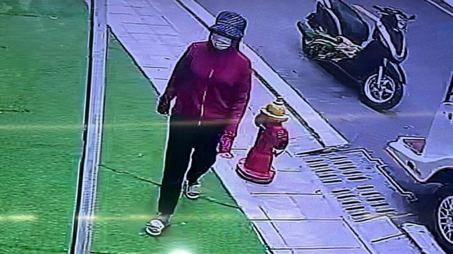 Hình ảnh người phụ nữ mặc áo chống nắng, đội mũ, bịt khẩu trang che kín mặt trước thời điểm bắt cóc cháu bé để tống tiền.
