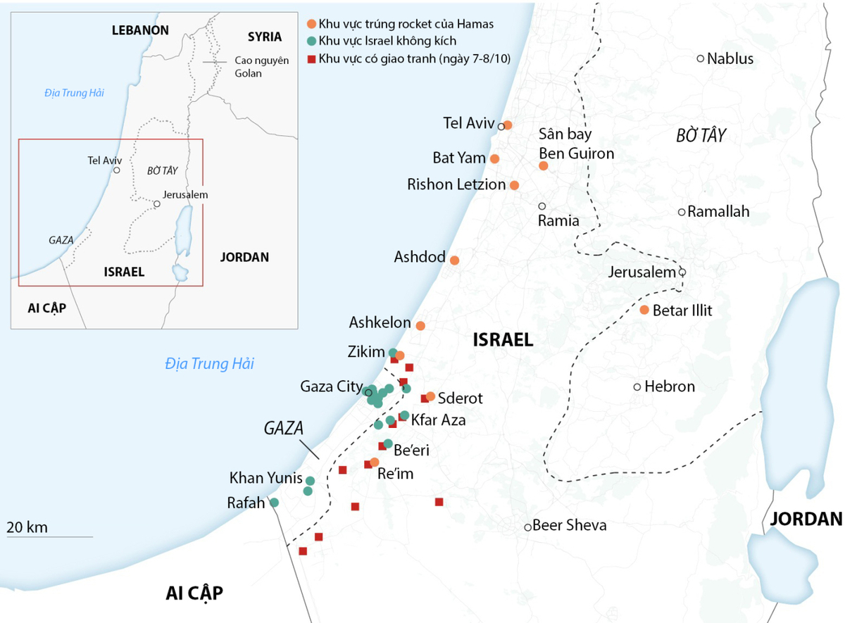 Cục diện chiến sự Hamas - Israel. (Đồ họa: CNN)