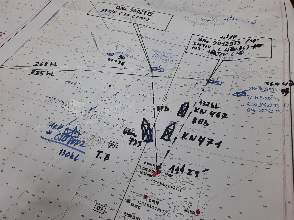 Bản đồ vị trí và tìm kiếm, cứu nạn 2 tàu cá. (Ảnh: báo Quảng Nam)