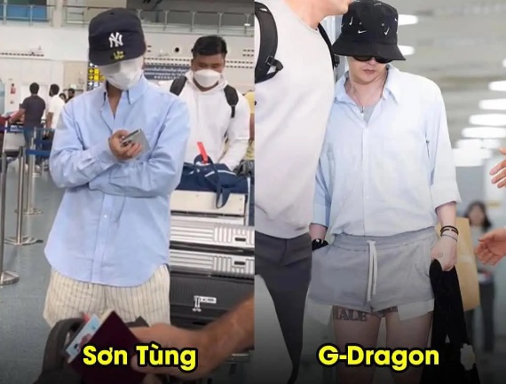 Sơn Tùng bị so sánh với G-Dragon về phong cách thời trang tại sân bay