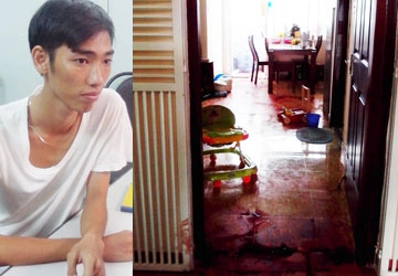 Nguyễn Phương Anh tại cơ quan điều tra và hiện trường nơi bà Hồng bị giết trong căn hộ. (Ảnh: T.K.)  