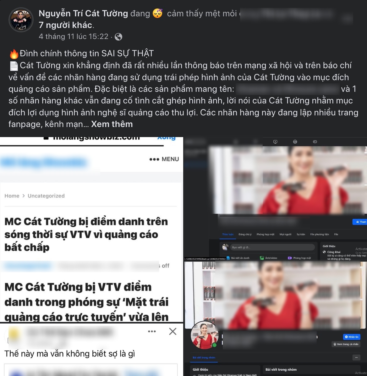Hình ảnh nghệ sĩ Cát Tường vẫn bị sử dụng tràn lan trên mạng xã hội khiến cô phải lên tiếng lần nữa.  
