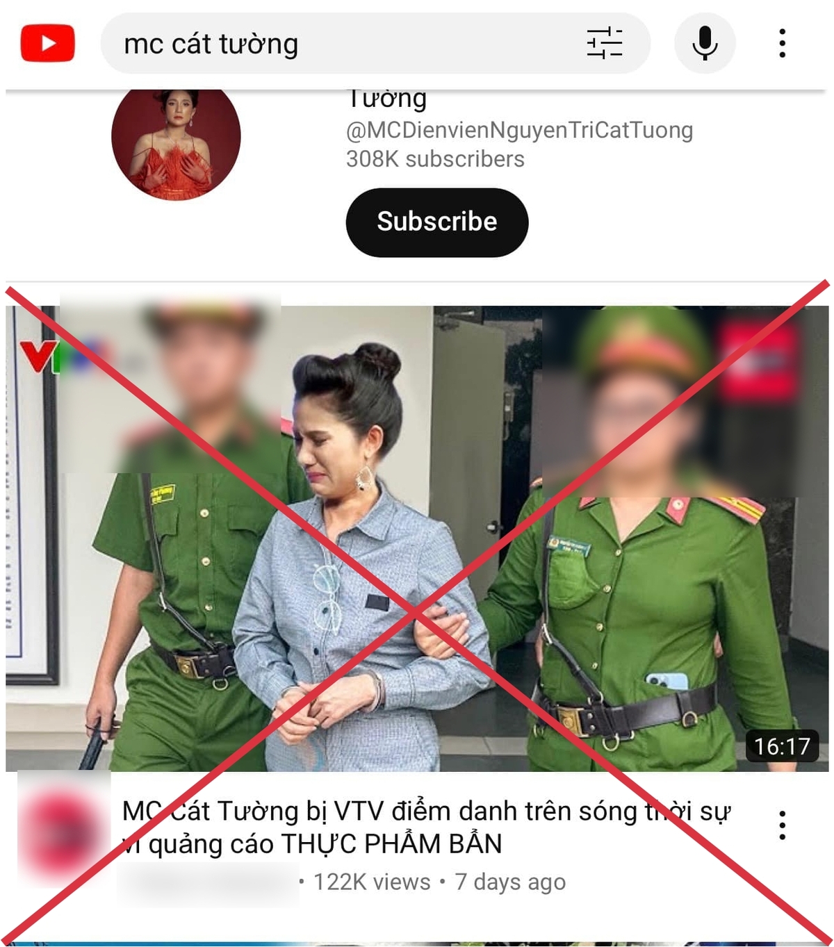 Đoạn video cắt ghép hình ảnh nghệ sĩ Cát Tường bị bắt với tiêu đề gây chú ý đang nhận được sự quan tâm của người xem khiến nữ nghệ sĩ phải lên tiếng.