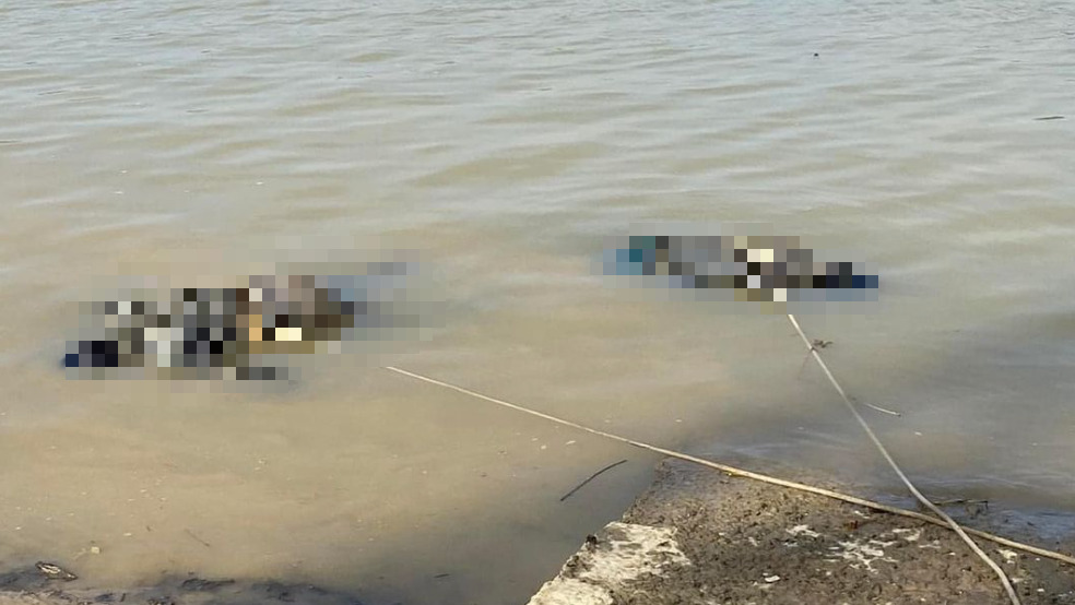 Hai thi thể nam giới trôi dạt bờ sông Lam ở Hà Tĩnh. (Ảnh: CACC)