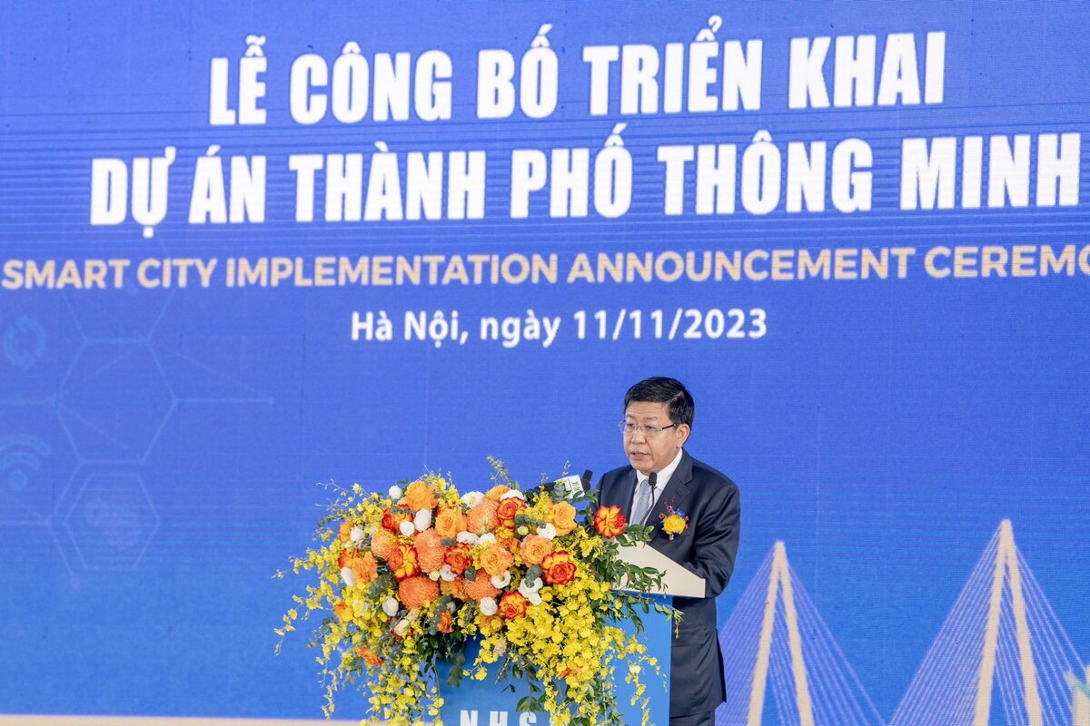 Phó Chủ tịch UBND TP. Hà Nội Dương Đức Tuấn phát biểu tại buổi lễ. Ảnh: BRG.