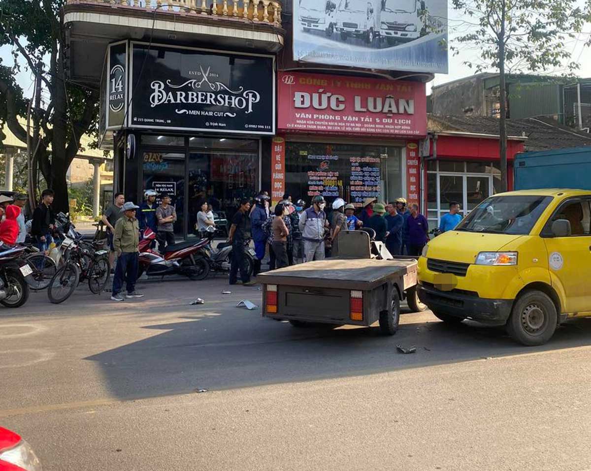 Hiện trường vụ xe tự chế gây tai nạn giao thông tại TP Uông Bí. (Ảnh: Người dân cung cấp)