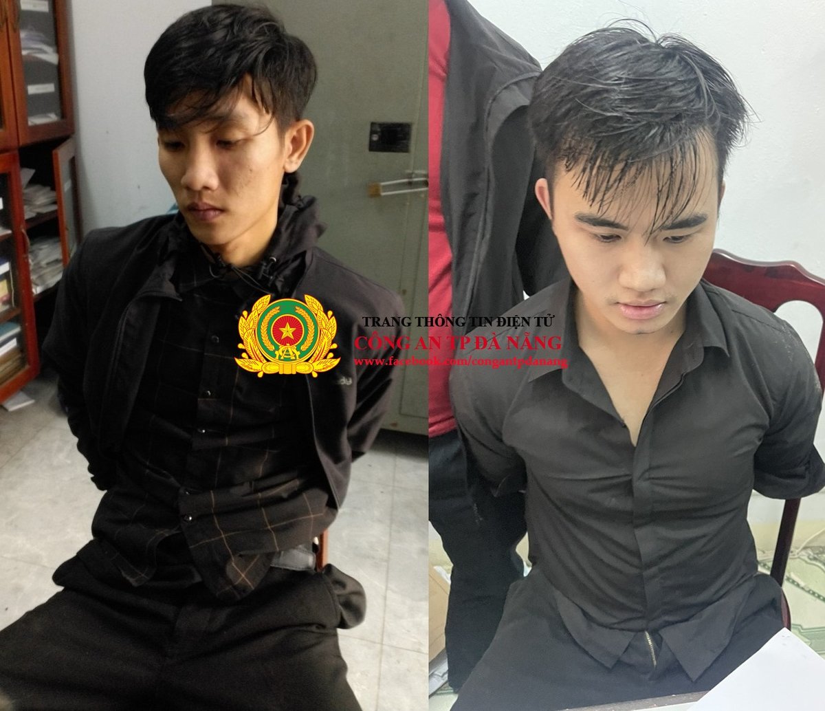 Trần Văn Trí (trái) và Nguyễn Mạnh Cường bị bắt giữ. (Ảnh: Công an TP Đà Nẵng)    