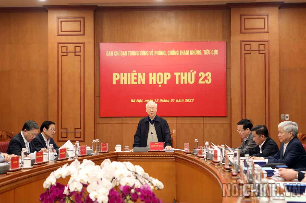 Tổng Bí thư Nguyễn Phú Trọng, Trưởng Ban Chỉ đạo chủ trì Cuộc họp. (Ảnh: Nội chính)