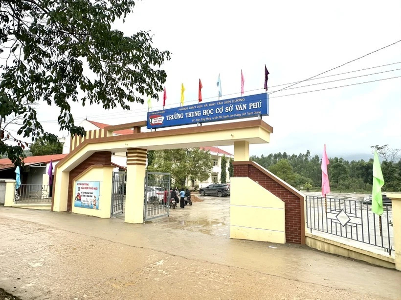 Trường THCS Văn Phú (huyện Sơn Dương, tỉnh Tuyên Quang) nơi xảy ra vụ việc.