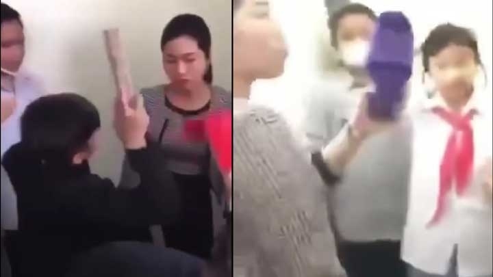 Nữ giáo viên bị nhóm học sinh cấp 2 xúc phạm, chửi bới. (Ảnh cắt từ clip)