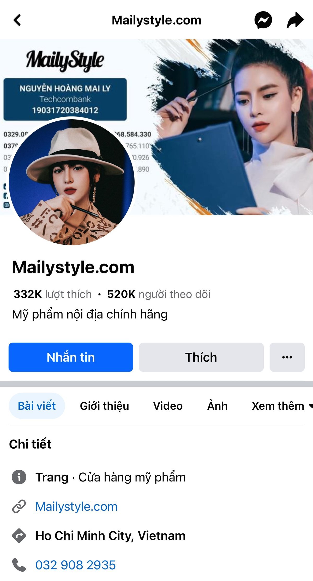 Tài khoản Mailystyle.com có hàng trăm nghìn lượt thích và theo dõi