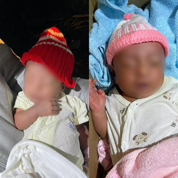 Hai trẻ sơ sinh được phát hiện ở ven đường. (Ảnh: MXH)    