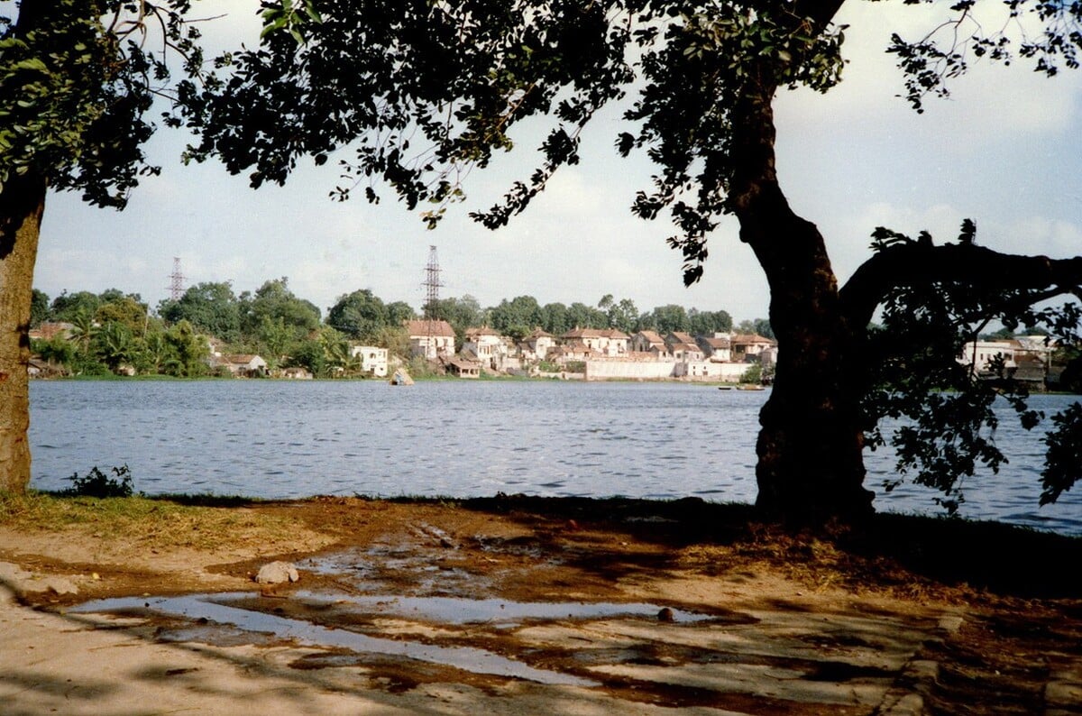 Một góc bờ hồ Trúc Bạch.    