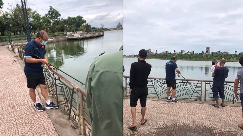 Cho cầu thủ nghỉ tập, HLV Park Hang Seo đi câu cá tại Việt Trì