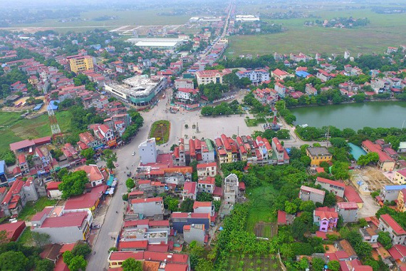 Trung tâm thị trấn Thắng, huyện Hiệp Hòa, tỉnh Bắc Giang. Ảnh thực tế