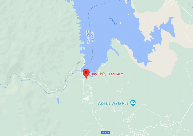 Vị trí hồ thủy điện Yaly | Ảnh: Google Maps