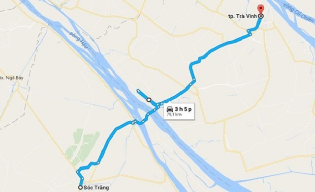 Cầu Đại Ngãi bắc qua sông Hậu nối hai tỉnh Sóc Trăng và Trà Vinh. Ảnh Internet