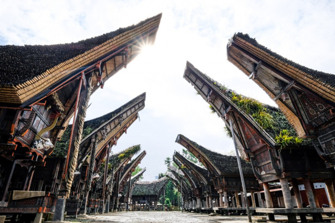 Những mái nhà hình sừng mang tính biểu tượng của Tanah Toraja | Ảnh: TWTG