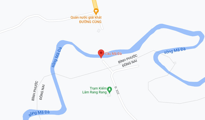 Vị trí cầu Mã Đà theo kế hoạch. Ảnh Google Maps