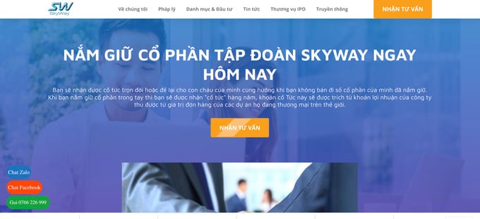 Trang web của SkyWay tại Việt Nam