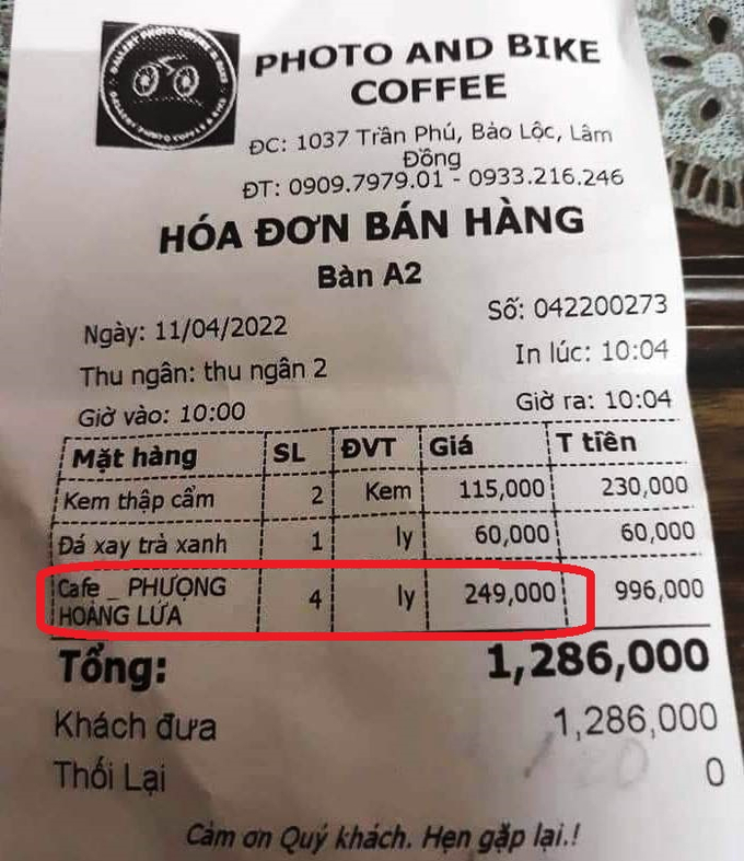 Nhưng theo một số thông tin, quán cà phê do ông Huy làm chủ trước đó bị tố 'chặt chém' vì bán ly cà phê giá 249.000 đồng cho du khách