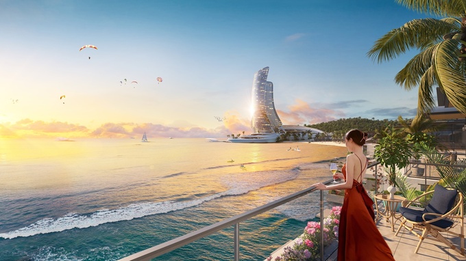 Tòa nhà Cánh buồm tại Hon Thom Paradise Island hứa hẹn là một biểu tượng trong tương lai. Ảnh phối cảnh minh họa Sun Property