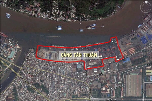 Vị trí cảng Tân Thuận ven sông Sài Gòn.