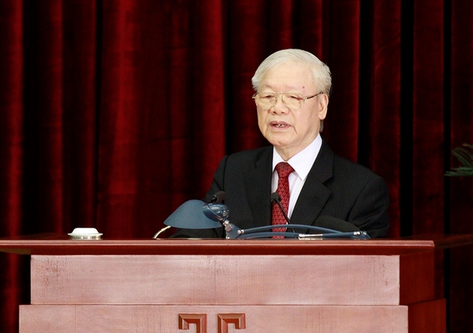 Tổng Bí thư Nguyễn Phú Trọng phát biểu bế mạc Hội nghị lần thứ năm Ban Chấp hành Trung ương Đảng khoá XIII.