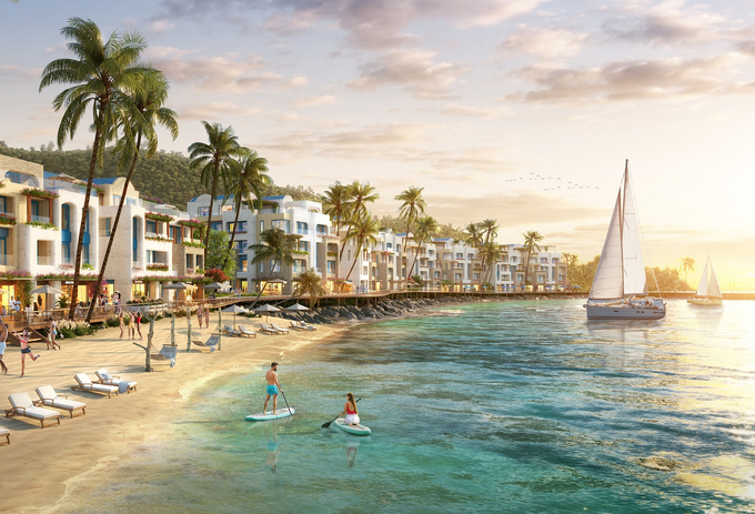 Commercial Villa và Boutique hotel tại The Sailing Bay đáp ứng các mục tiêu đầu tư, thương mại, nghỉ dưỡng. Ảnh phối cảnh minh họa