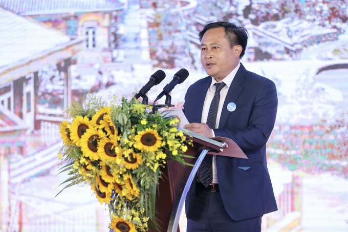 Ông Lương Trọng Quỳnh, Phó Chủ tịch UBND Tỉnh Lạng Sơn phát biểu tại Lễ khởi công Quần thể khu du lịch sinh thái, cáp treo Mẫu Sơn. Ảnh Sun Group