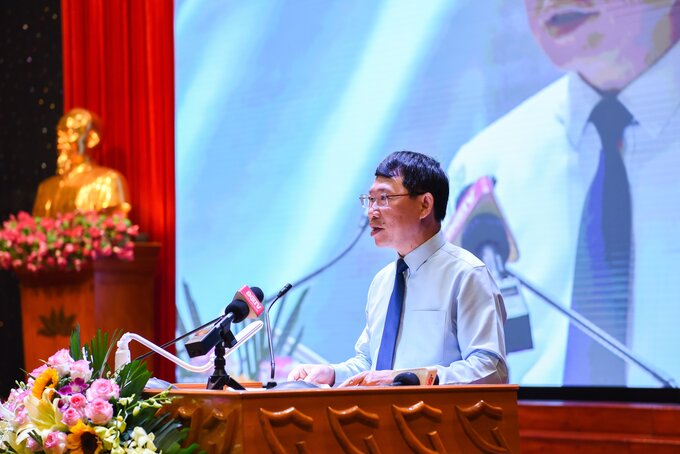 Chủ tịch UBND tỉnh Bắc Giang Lê Ánh Dương phát biểu tại Hội nghị.