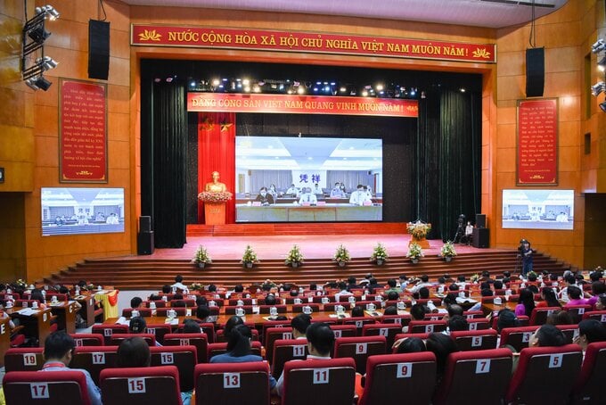 Toàn cảnh Hội nghị tỉnh Bắc Giang tổ chức xúc tiến tiêu thụ vải thiều năm 2022.