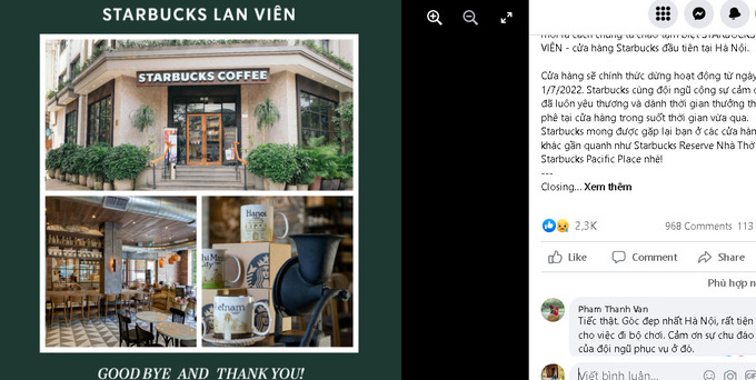 Khi thông báo này được đưa ra, nhiều tín đồ Starbucks đã bày tỏ cảm xúc tiếc nuối khi coi Starbucks Lan Viên là một phần lưu giữ những kỷ niệm.