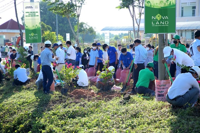 Chương trình trồng cây thu hút sự hưởng ứng, chung tay của nhân viên NovaGroup và nhiều người dân, thanh niên, lữ đoàn hải quân tại địa phương