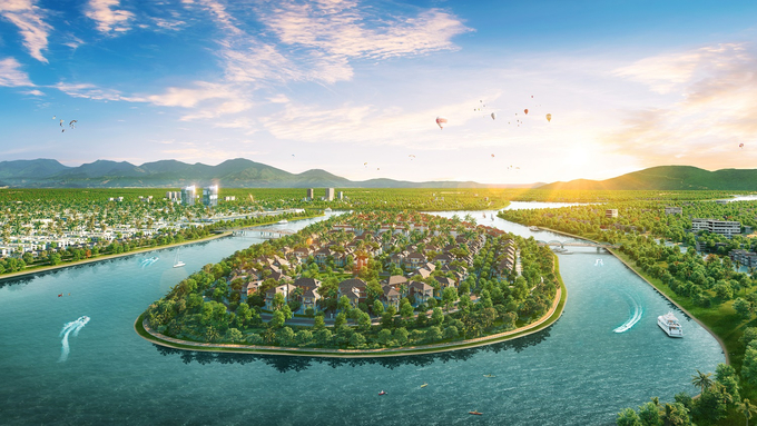 Sunneva Island là mảnh ghép khu đô thị ven sông đẳng cấp, hạ tầng tiện ích đồng bộ đầu tiên của Sun Property tại Đà Nẵng. Ảnh phối cảnh minh họa