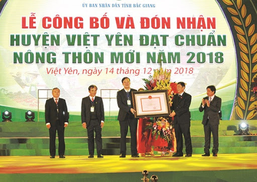 Việt Yên là huyện đầu tiên đạt chuẩn nông thôn mới của tỉnh Bắc Giang