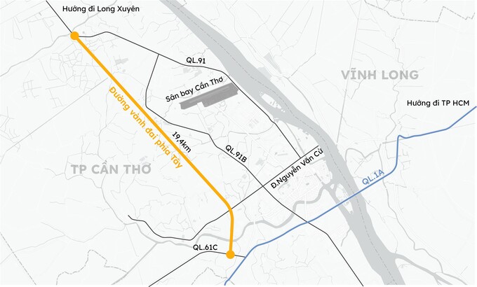 Đường Vành đai phía tây TP. Cần Thơ sẽ kết nối các trục giao thông quan trọng của vùng Đồng bằng sông Cửu Long
