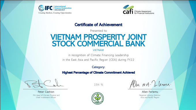 IFC ghi nhận những đóng góp tích cực của VPBank trong nỗ lực giảm thiểu và thích ứng với biến đổi khí hậu