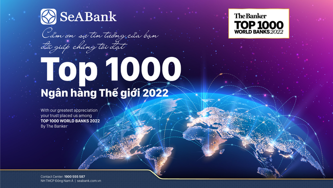 SeABank đã được xếp hạng trong “Top 1000 Ngân hàng thế giới 2022” (Top 1000 World Banks 2022)